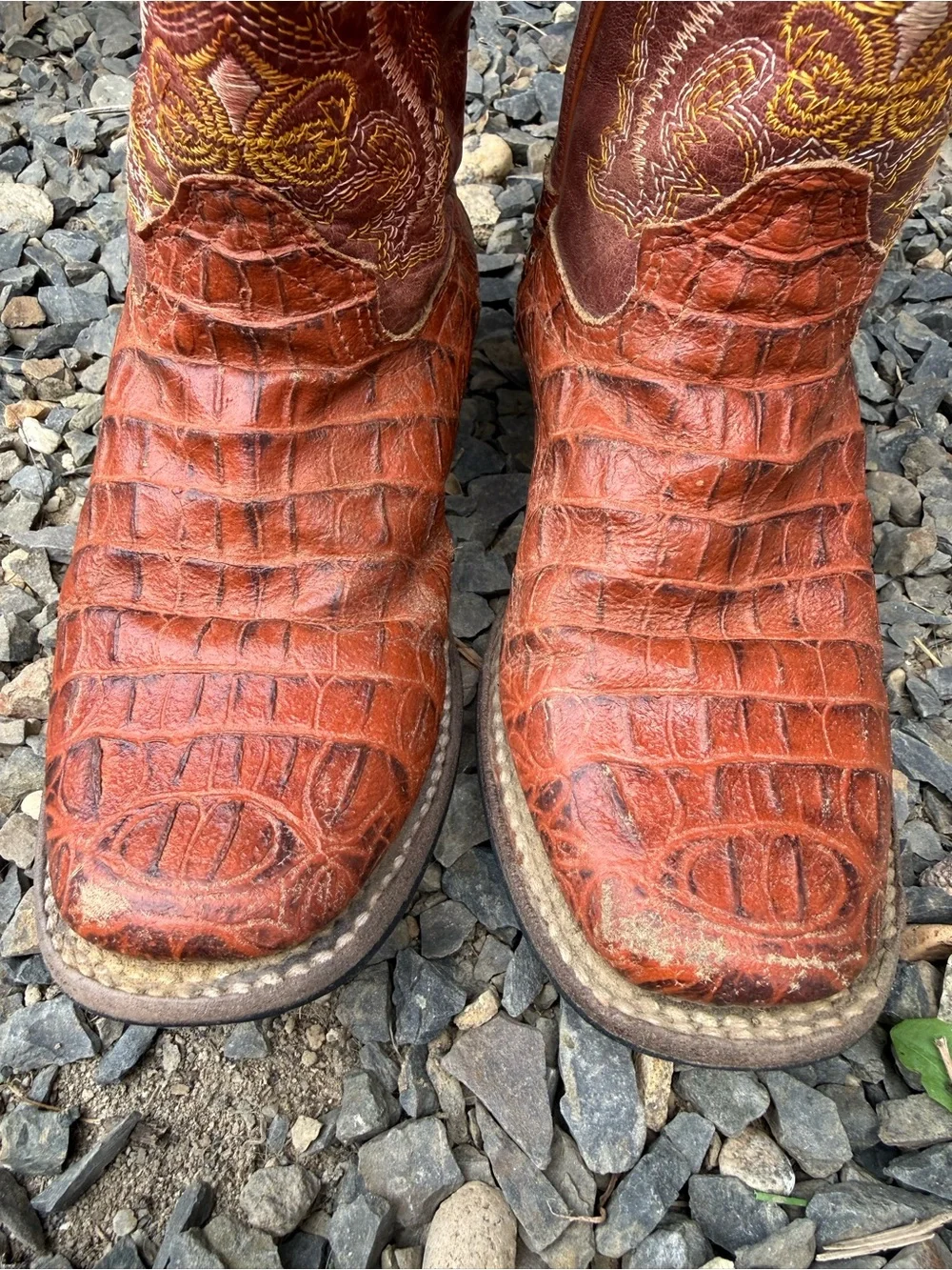 Kids Western Cowboy Boots Croc Embossed Leather Little Kid 11